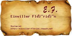 Einviller Flórián névjegykártya